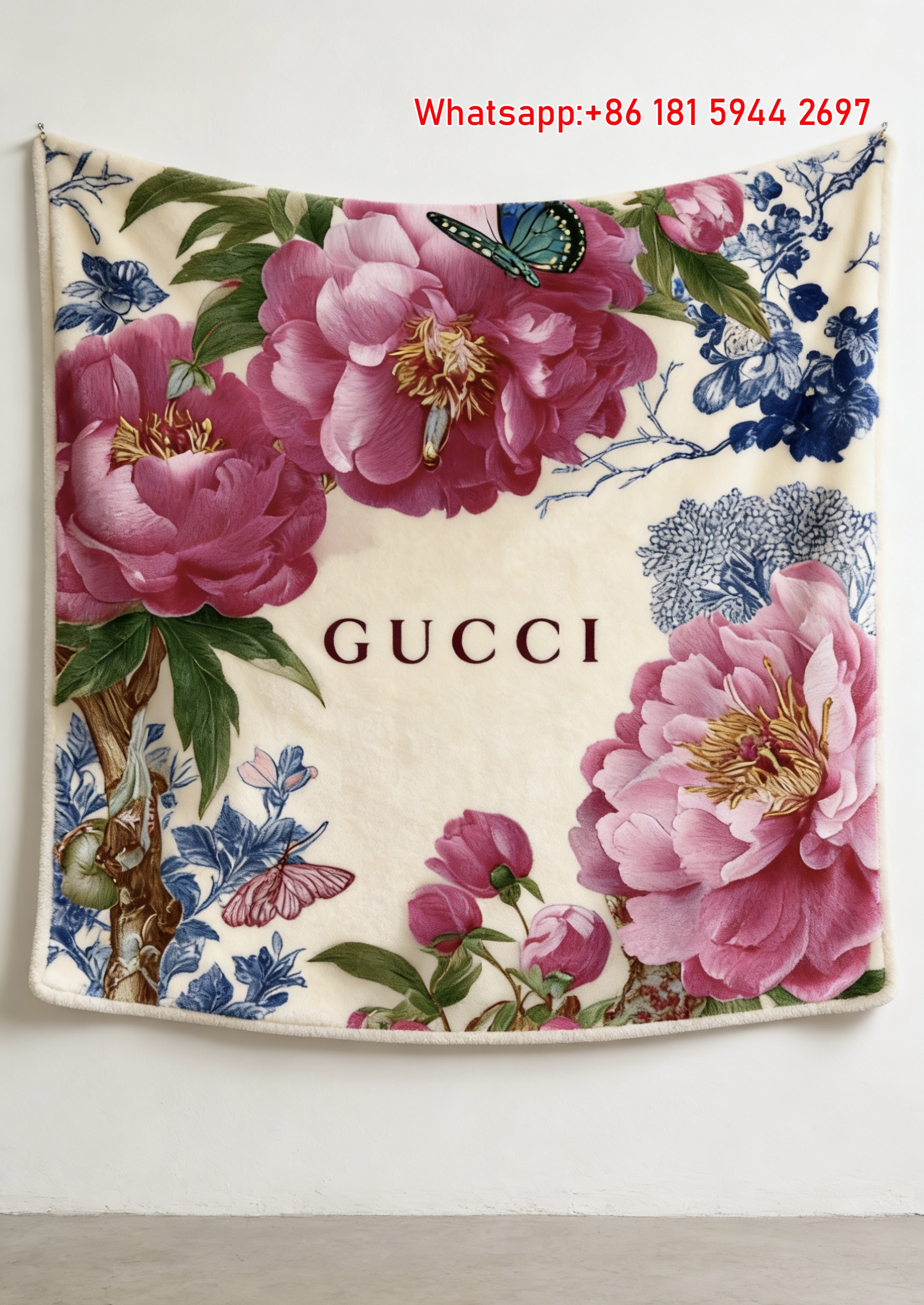 Gucci Peony & Butterfly throw blankets Porcelain Peony Tapestry IMG_2792